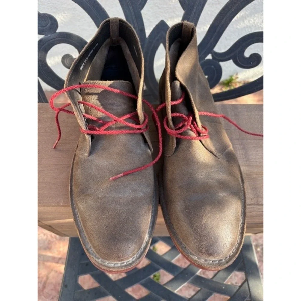 Cole Haan Mens Brown Suede Chukka Boots Red Laces C09565 Size 8.5‎ M